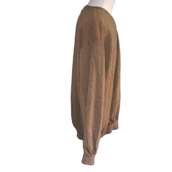 Toscano Mens 100% Merino Wool Brown V-Neck Long Sleeve Sweater Size 2XT - Picture 4 of 6